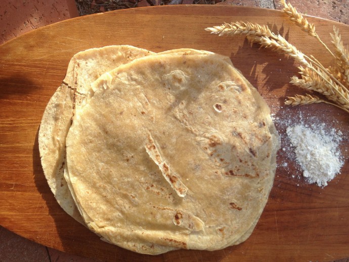 Organic began white Sonora wheat tortillas will be available at Sunday's St Phillips farmers' market Flor de Mayo booth (MABurgess photo)